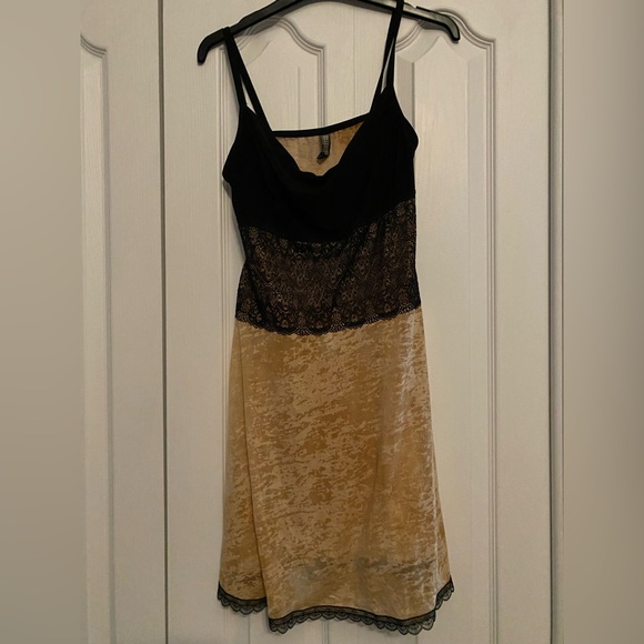 Kollontai Other - Kollontai Black and Gold Chemise with Spaghetti Straps